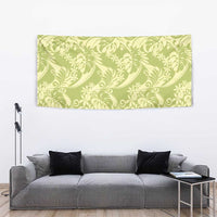 Tahiti Olive Tiare Floral Tapestry Monstera Palm Tropical Leaves - Polynesian Pride