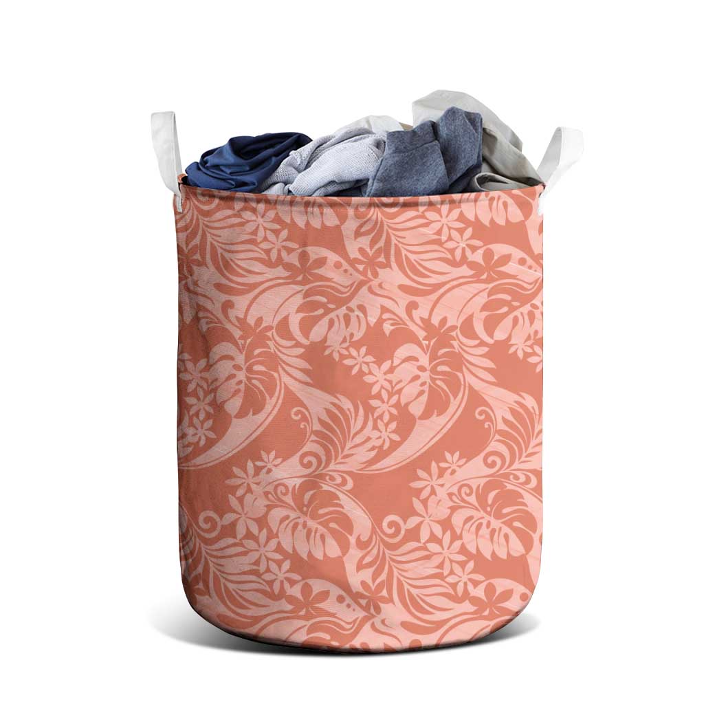Tahiti Puatou Tiare Floral Laundry Basket Monstera Palm Tropical Leaves - Polynesian Pride