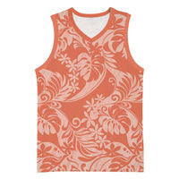 Tahiti Puatou Tiare Floral Basketball Jersey Monstera Palm Tropical Leaves - Polynesian Pride