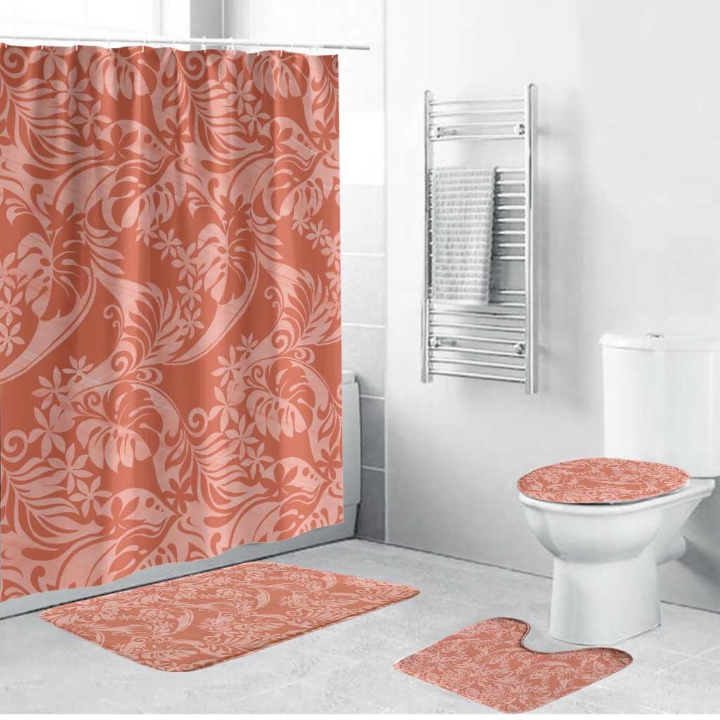 Tahiti Puatou Tiare Floral Bathroom Set Monstera Palm Tropical Leaves - Polynesian Pride