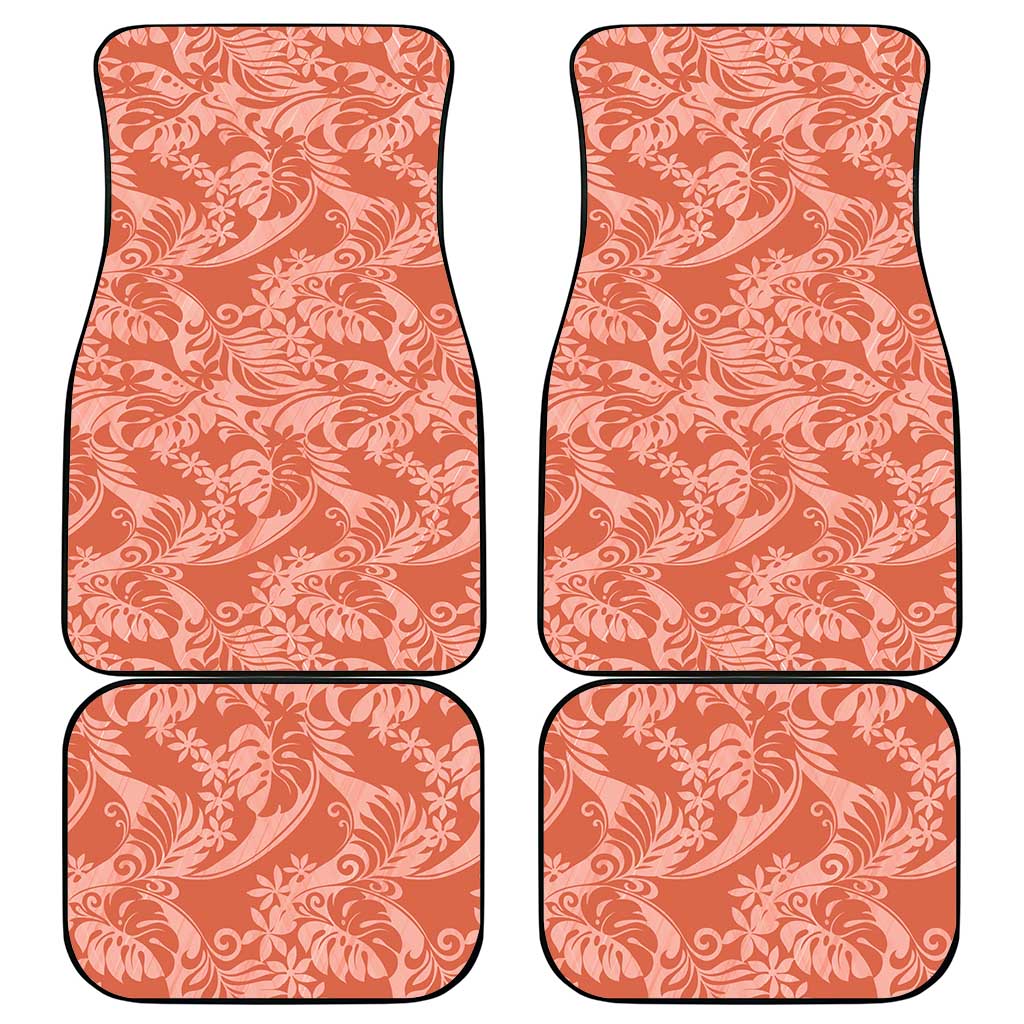 Tahiti Puatou Tiare Floral Car Mats Monstera Palm Tropical Leaves - Polynesian Pride