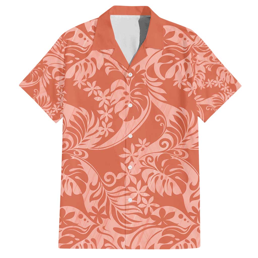Tahiti Puatou Tiare Floral Family Matching Off Shoulder Short Dress and Hawaiian Shirt Monstera Palm Tropical Leaves - Polynesian Pride