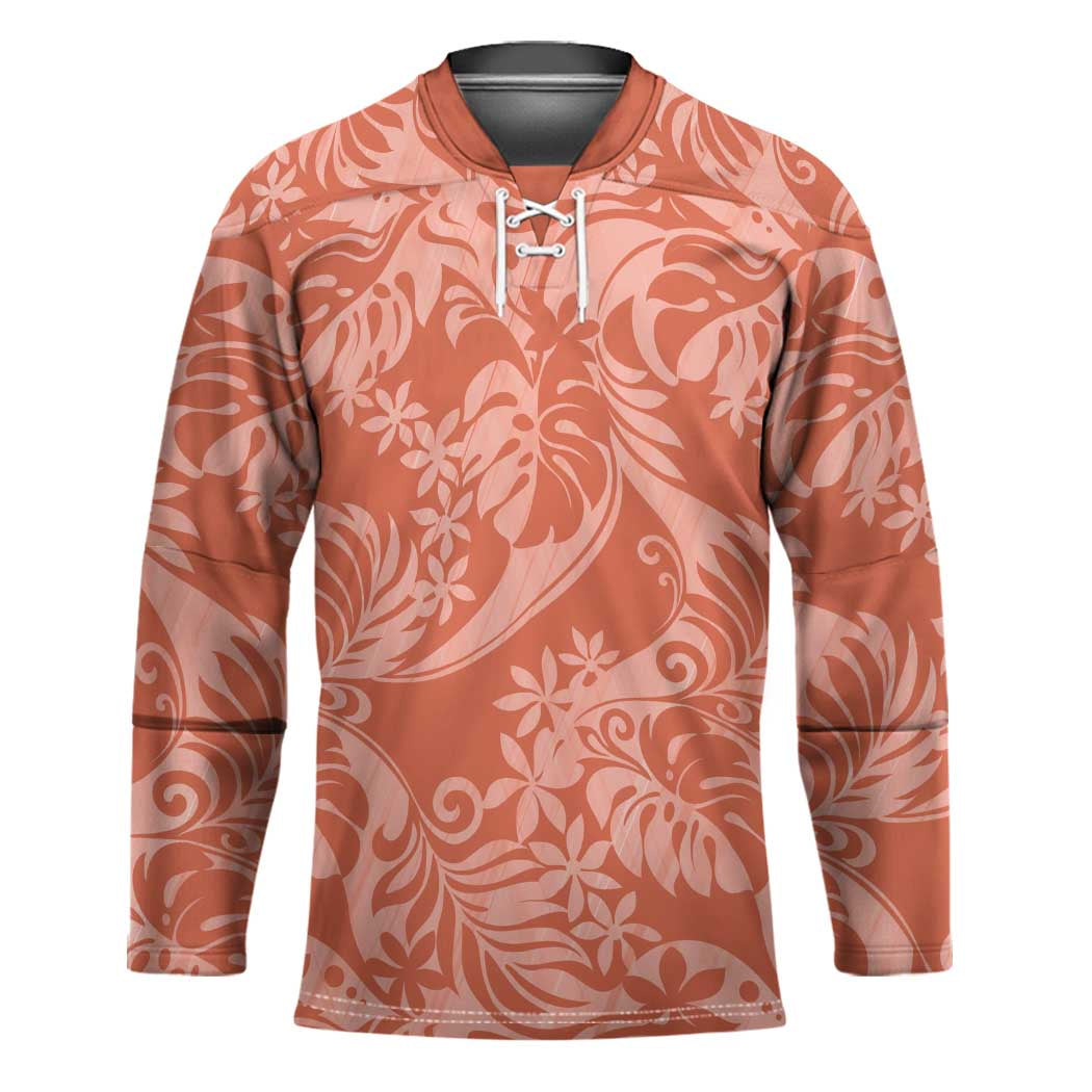 Tahiti Puatou Tiare Floral Hockey Jersey Monstera Palm Tropical Leaves - Polynesian Pride