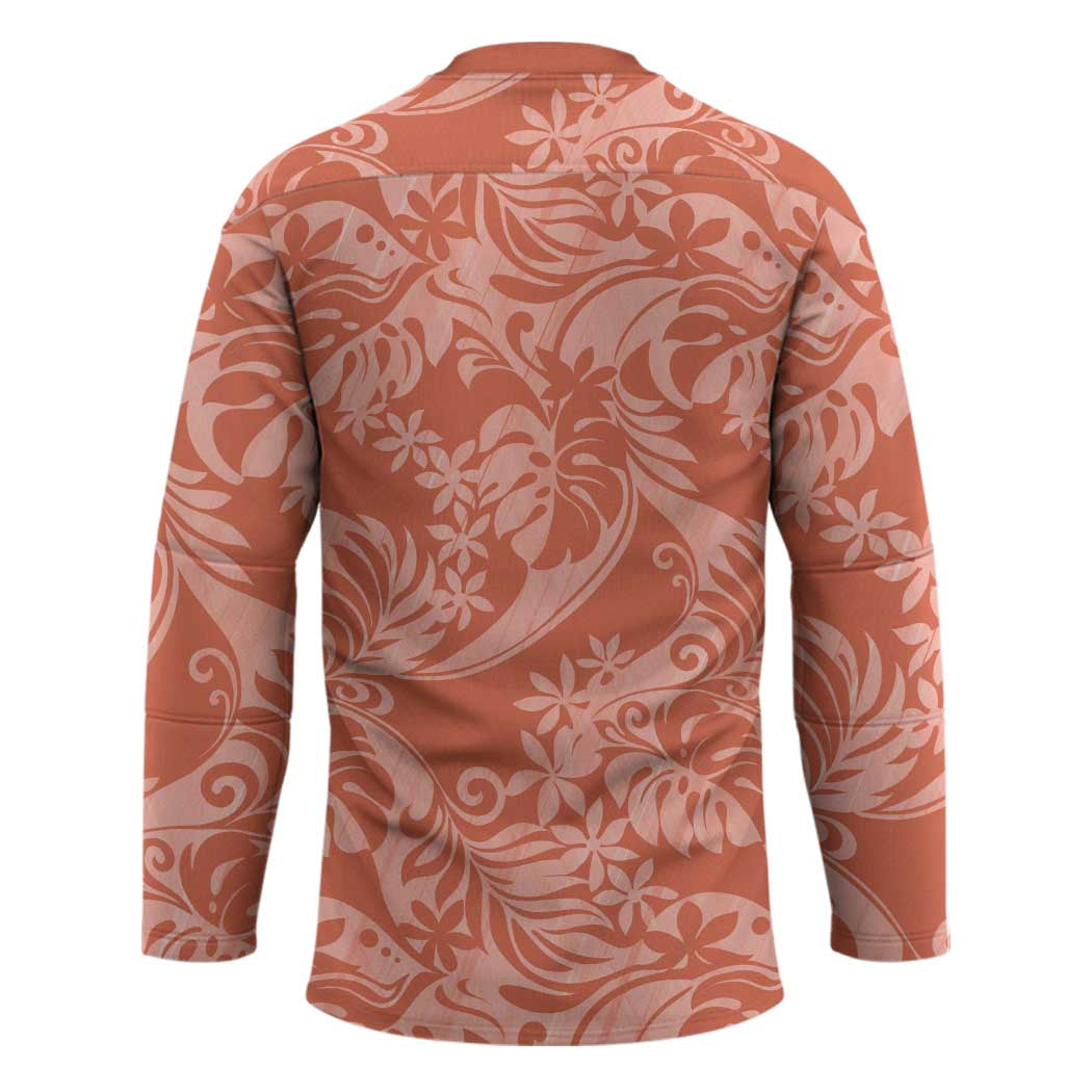 Tahiti Puatou Tiare Floral Hockey Jersey Monstera Palm Tropical Leaves - Polynesian Pride