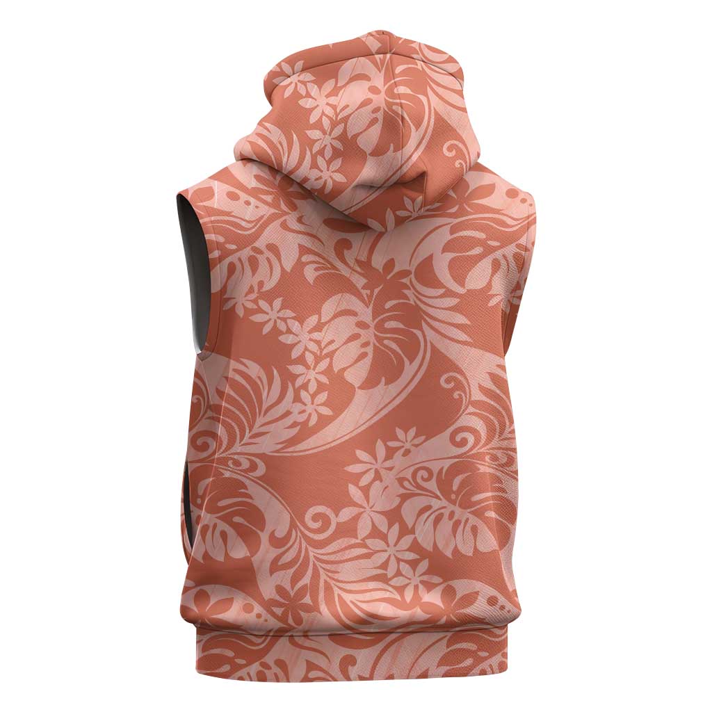 Tahiti Puatou Tiare Floral Sleeveless Zip Hoodie Monstera Palm Tropical Leaves - Polynesian Pride