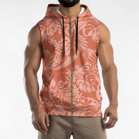 Tahiti Puatou Tiare Floral Sleeveless Zip Hoodie Monstera Palm Tropical Leaves - Polynesian Pride