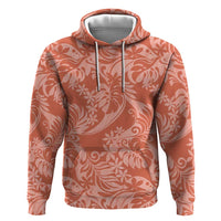 Tahiti Puatou Tiare Floral Zip Hoodie Monstera Palm Tropical Leaves - Polynesian Pride