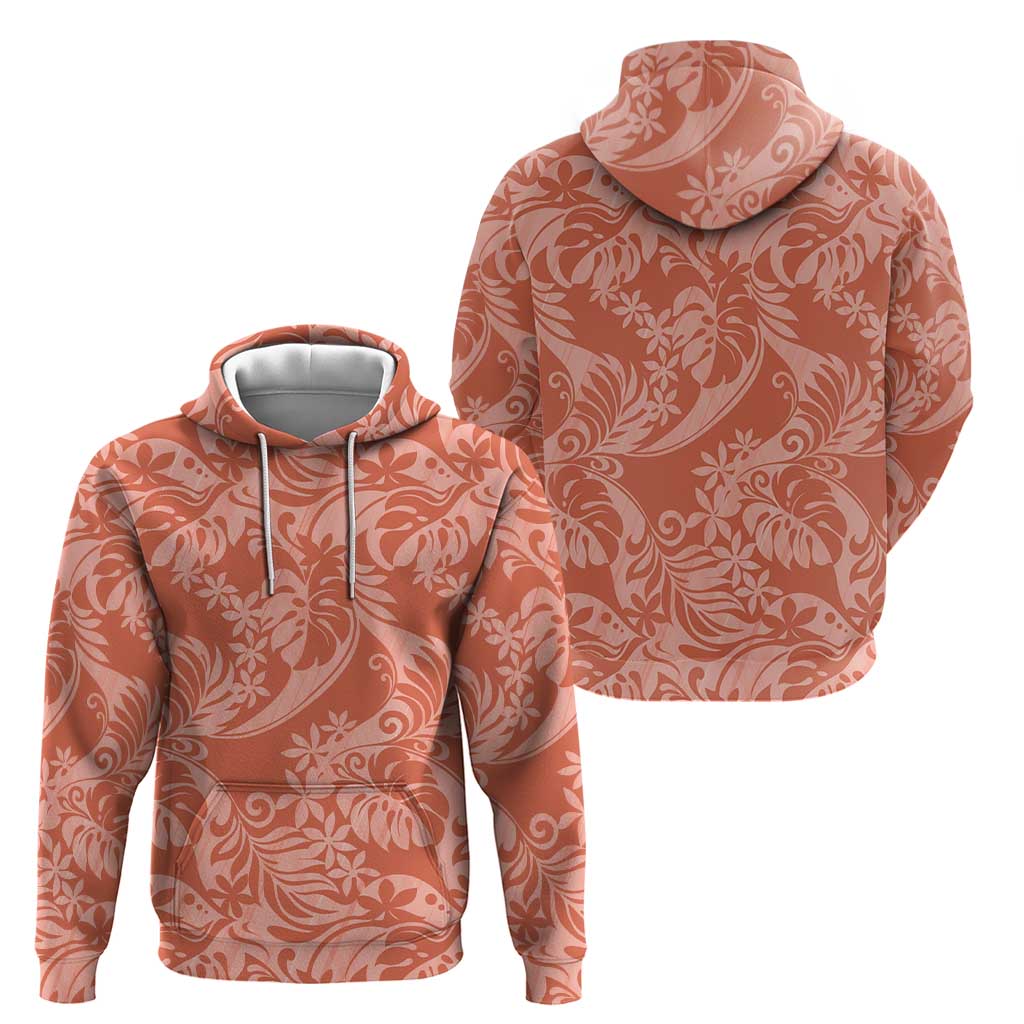 Tahiti Puatou Tiare Floral Zip Hoodie Monstera Palm Tropical Leaves - Polynesian Pride