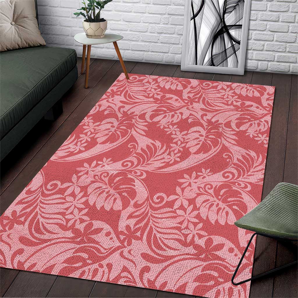 Tahiti Tarona Tiare Floral Area Rug Monstera Palm Tropical Leaves - Polynesian Pride