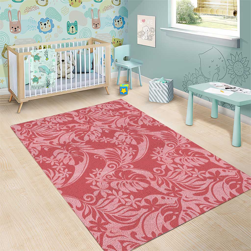 Tahiti Tarona Tiare Floral Area Rug Monstera Palm Tropical Leaves - Polynesian Pride