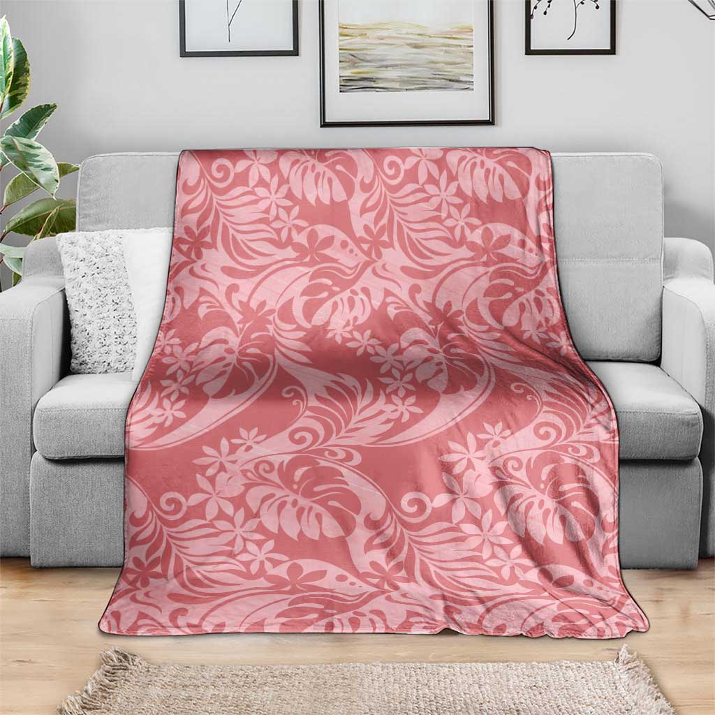 Tahiti Tarona Tiare Floral Blanket Monstera Palm Tropical Leaves - Polynesian Pride