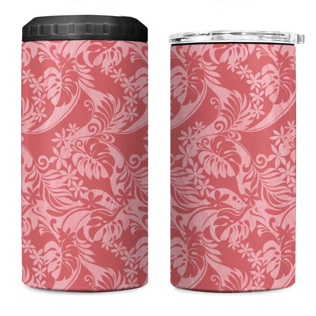 Tahiti Tarona Tiare Floral 4 in 1 Can Cooler Tumbler Monstera Palm Tropical Leaves - Polynesian Pride