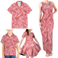 Tahiti Tarona Tiare Floral Family Matching Tank Maxi Dress and Hawaiian Shirt Monstera Palm Tropical Leaves - Polynesian Pride