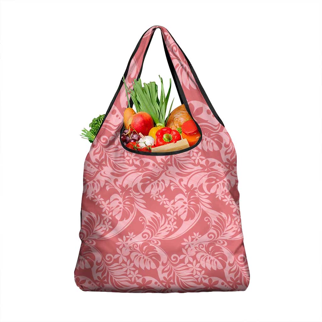 Tahiti Tarona Tiare Floral Grocery Bag Monstera Palm Tropical Leaves - Polynesian Pride