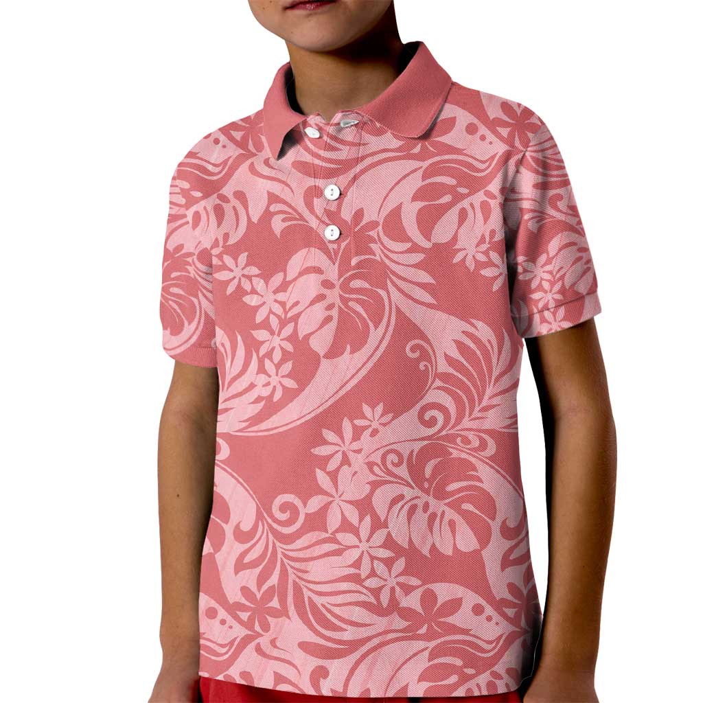 Tahiti Tarona Tiare Floral Kid Polo Shirt Monstera Palm Tropical Leaves - Polynesian Pride