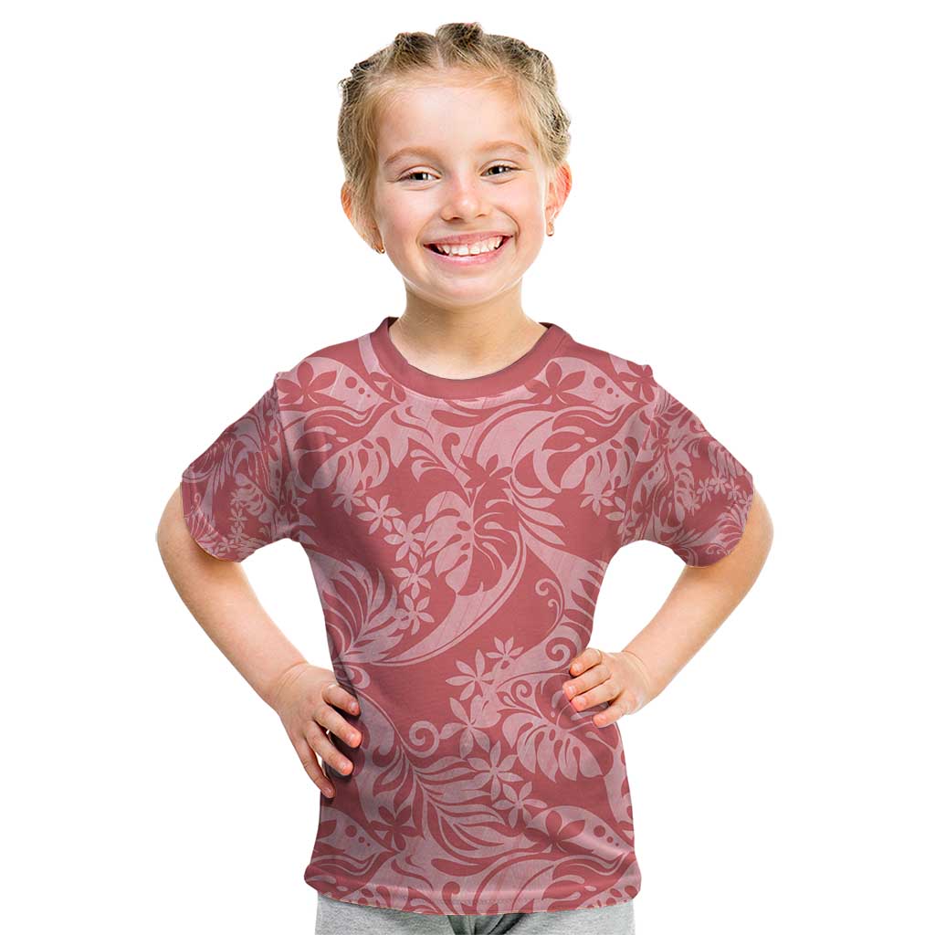 Tahiti Tarona Tiare Floral Kid T Shirt Monstera Palm Tropical Leaves - Polynesian Pride