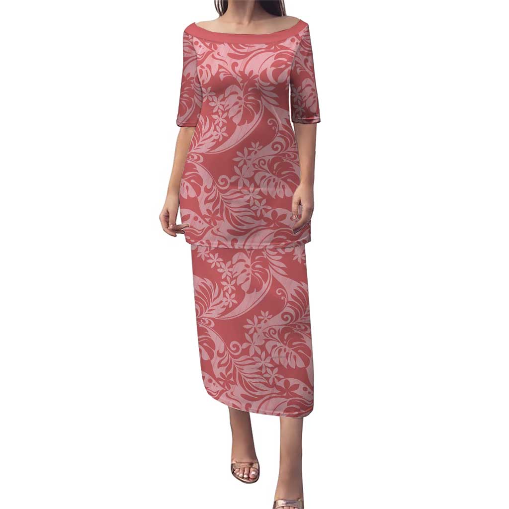 Tahiti Tarona Tiare Floral Puletasi Monstera Palm Tropical Leaves - Polynesian Pride