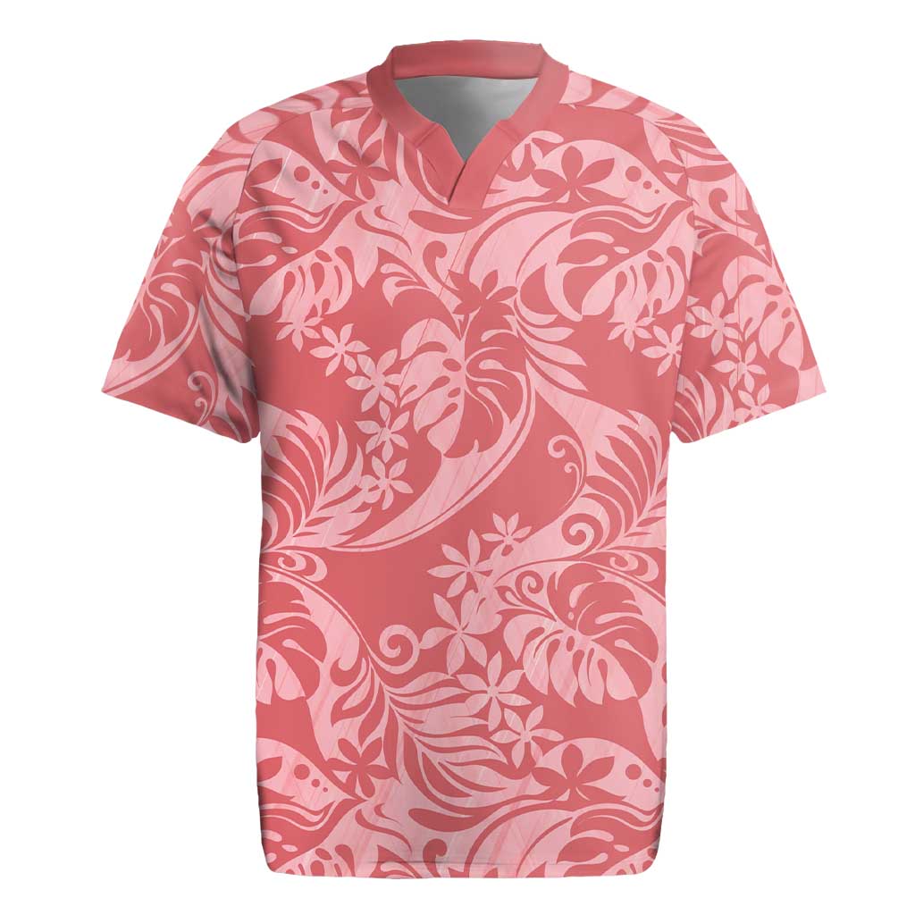 Tahiti Tarona Tiare Floral Rugby Jersey Monstera Palm Tropical Leaves - Polynesian Pride