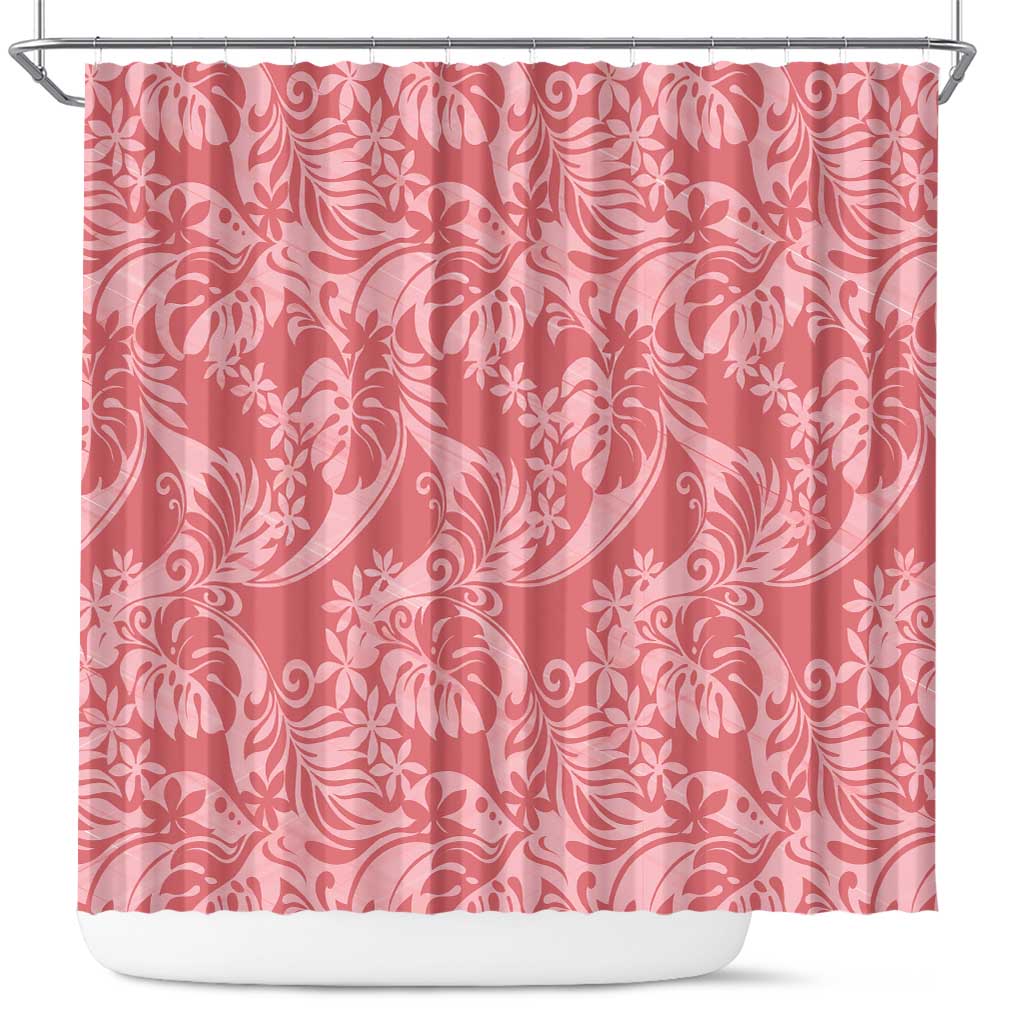 Tahiti Tarona Tiare Floral Shower Curtain Monstera Palm Tropical Leaves - Polynesian Pride