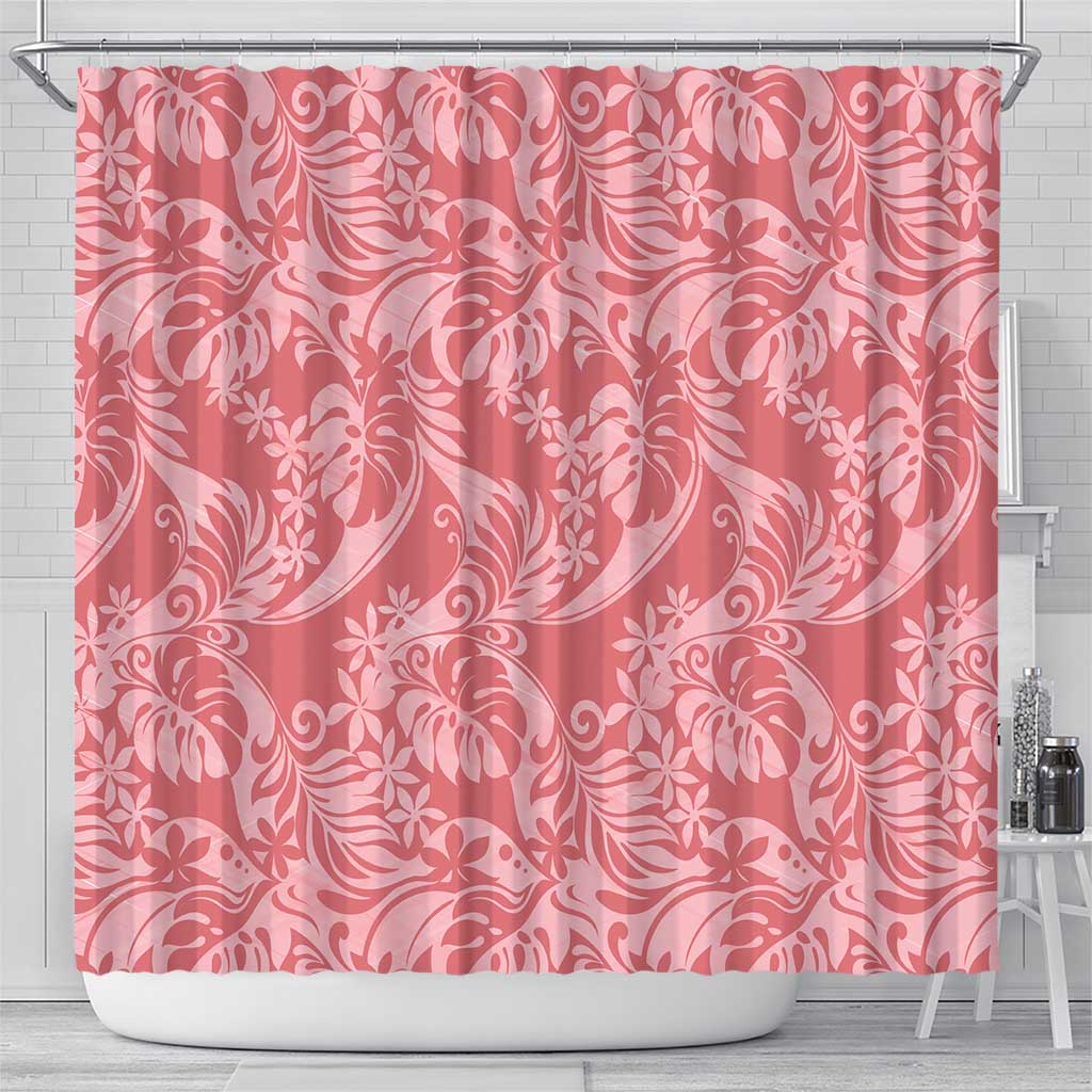 Tahiti Tarona Tiare Floral Shower Curtain Monstera Palm Tropical Leaves - Polynesian Pride
