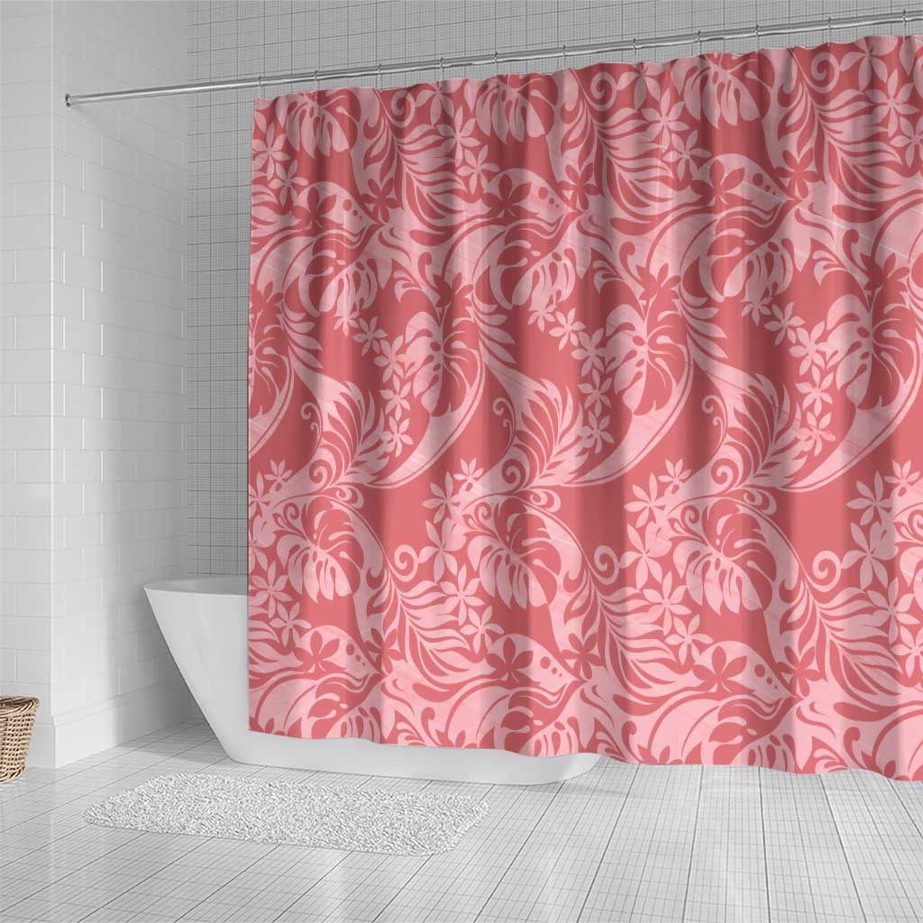 Tahiti Tarona Tiare Floral Shower Curtain Monstera Palm Tropical Leaves - Polynesian Pride