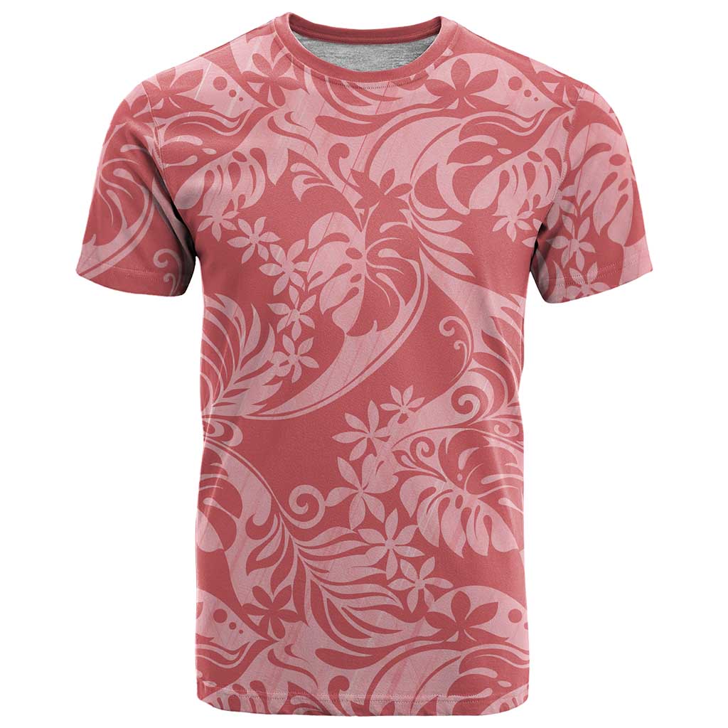 Tahiti Tarona Tiare Floral T Shirt Monstera Palm Tropical Leaves - Polynesian Pride