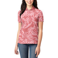 Tahiti Tarona Tiare Floral Women Polo Shirt Monstera Palm Tropical Leaves - Polynesian Pride