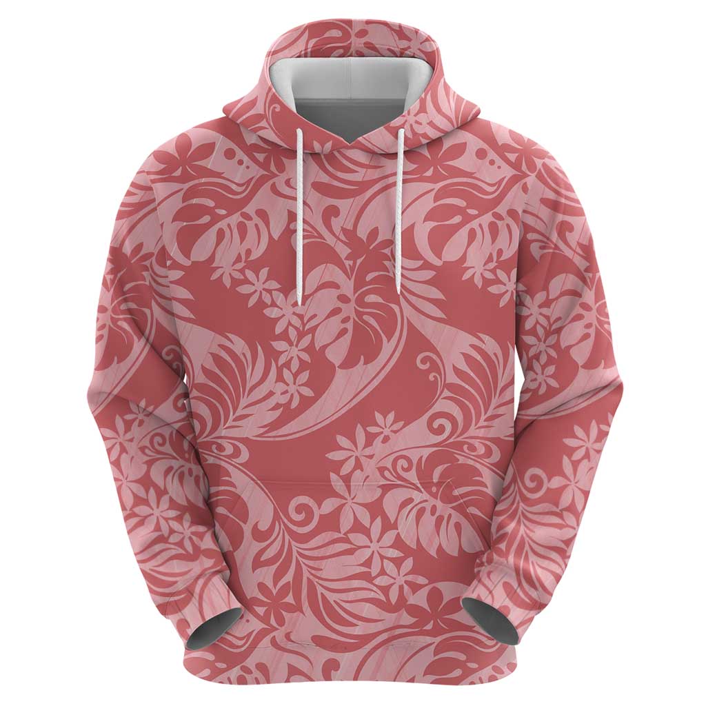 Tahiti Tarona Tiare Floral Zip Hoodie Monstera Palm Tropical Leaves - Polynesian Pride