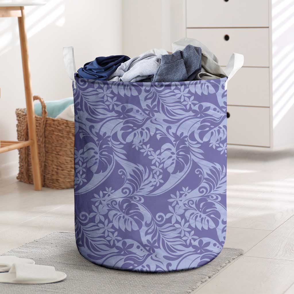 Tahiti Vareau Tiare Floral Laundry Basket Monstera Palm Tropical Leaves - Polynesian Pride