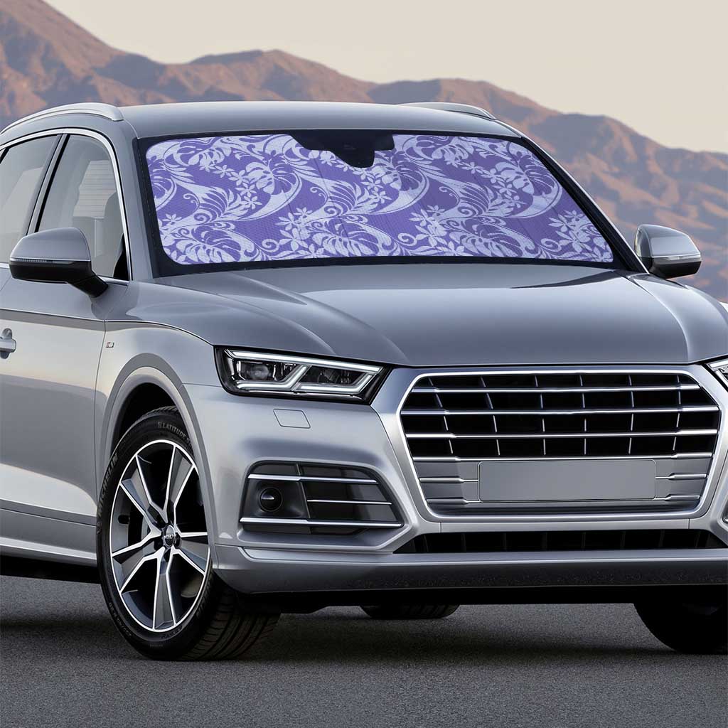 Tahiti Vareau Tiare Floral Auto Sun Shade Monstera Palm Tropical Leaves - Polynesian Pride