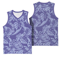 Tahiti Vareau Tiare Floral Basketball Jersey Monstera Palm Tropical Leaves - Polynesian Pride