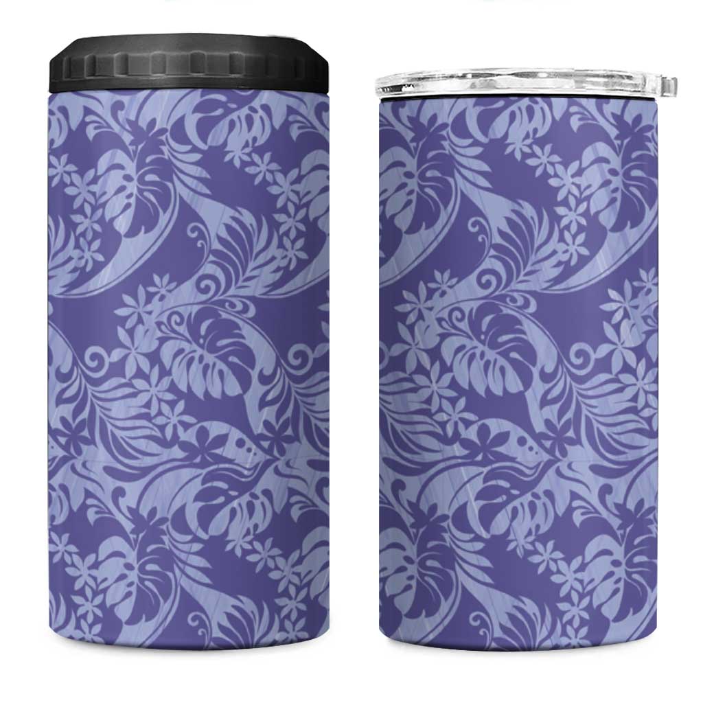 Tahiti Vareau Tiare Floral 4 in 1 Can Cooler Tumbler Monstera Palm Tropical Leaves - Polynesian Pride