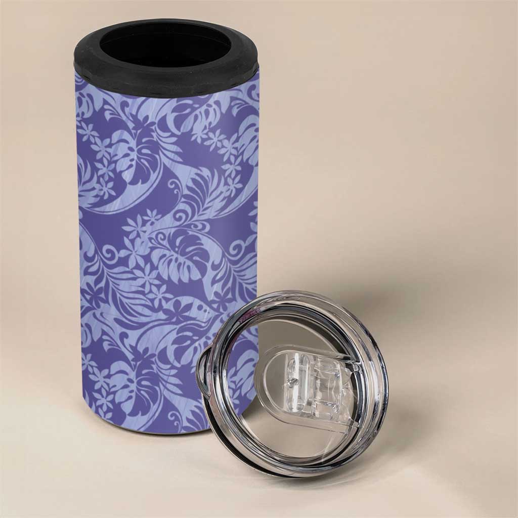 Tahiti Vareau Tiare Floral 4 in 1 Can Cooler Tumbler Monstera Palm Tropical Leaves - Polynesian Pride