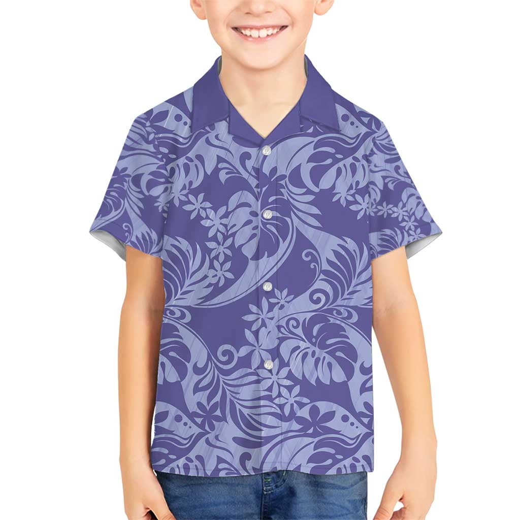 Tahiti Vareau Tiare Floral Family Matching Off Shoulder Maxi Dress and Hawaiian Shirt Monstera Palm Tropical Leaves - Polynesian Pride