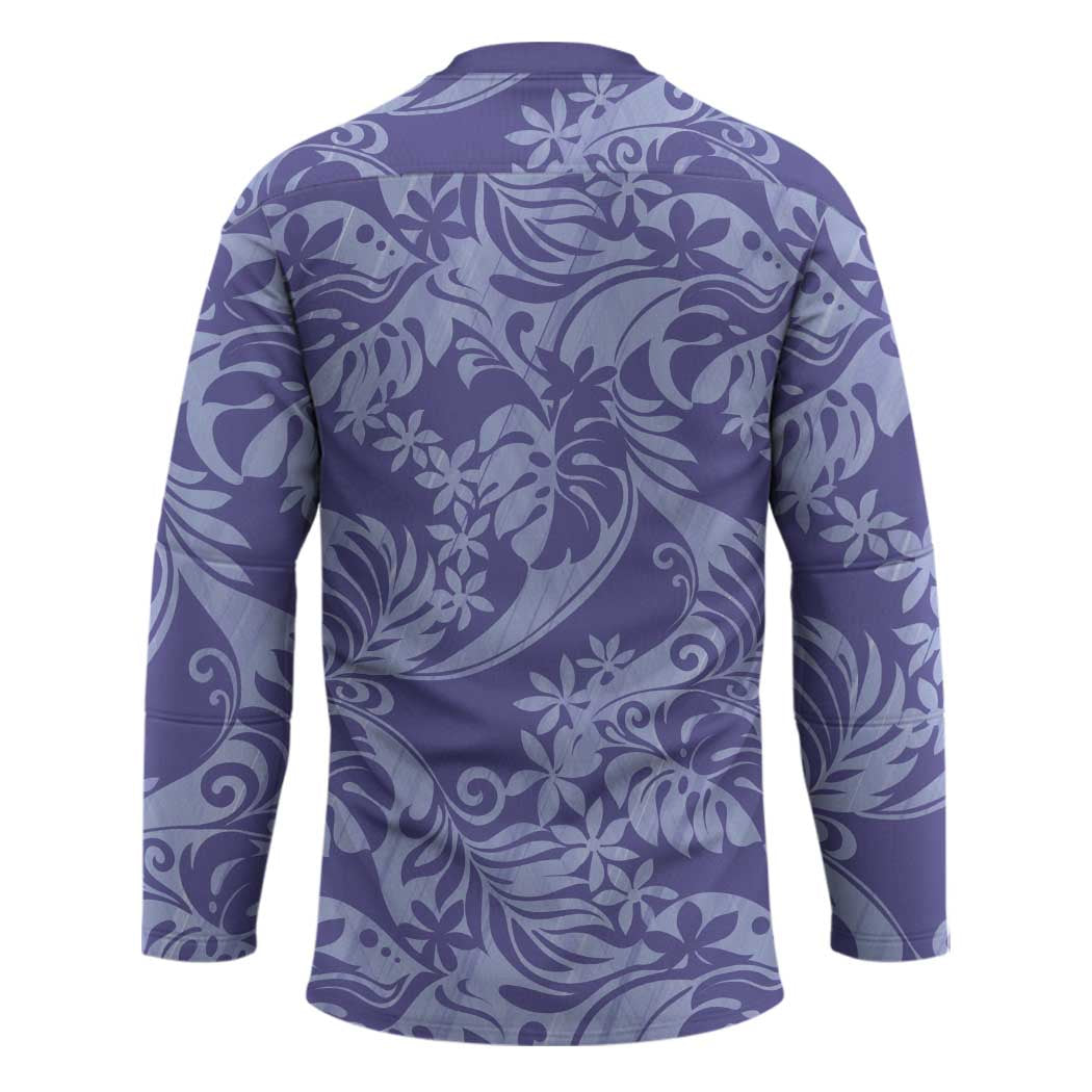 Tahiti Vareau Tiare Floral Hockey Jersey Monstera Palm Tropical Leaves - Polynesian Pride