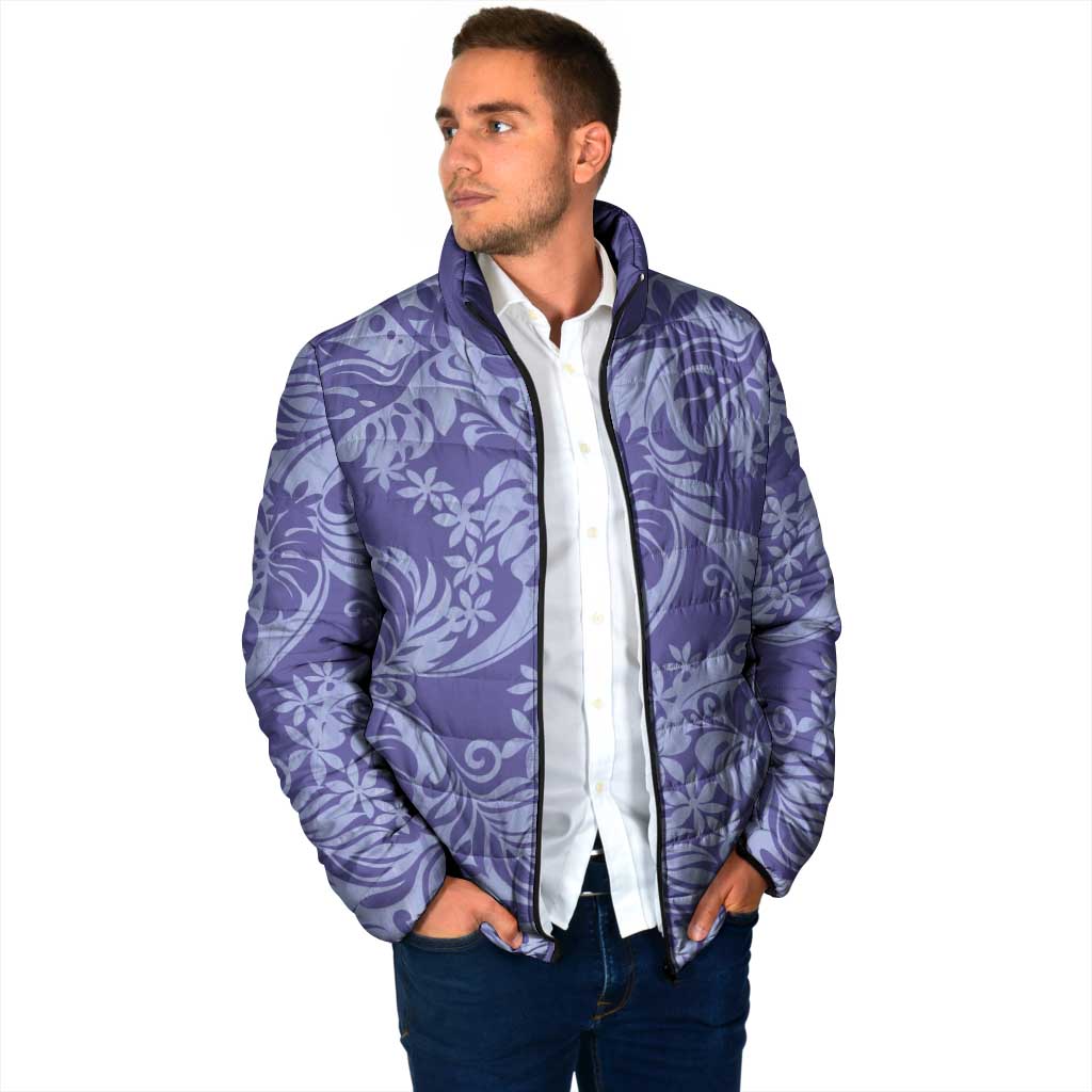 Tahiti Vareau Tiare Floral Padded Jacket Monstera Palm Tropical Leaves - Polynesian Pride