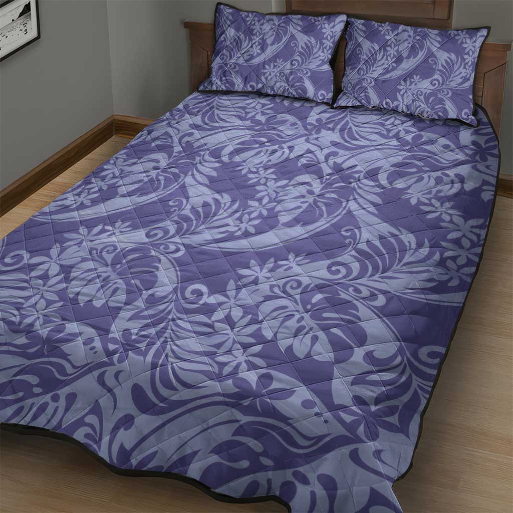 Tahiti Vareau Tiare Floral Quilt Bed Set Monstera Palm Tropical Leaves - Polynesian Pride