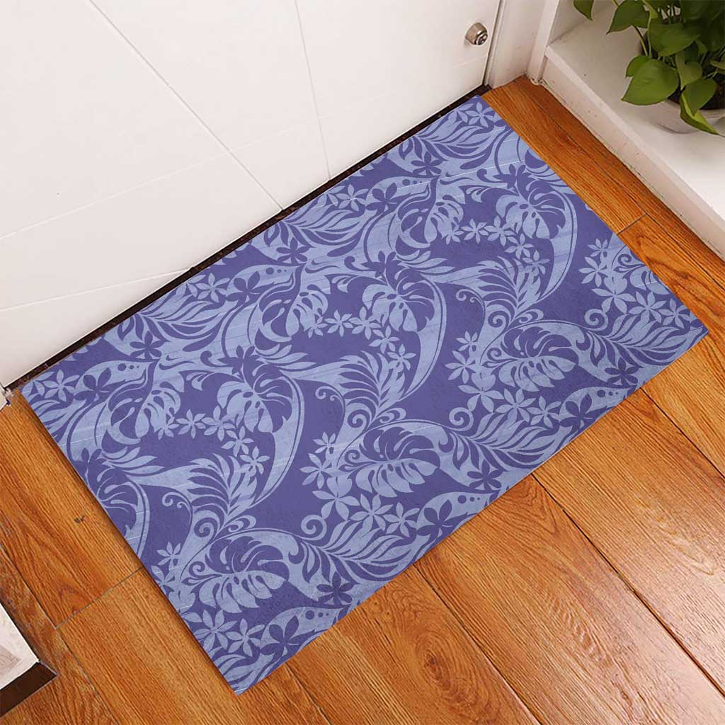 Tahiti Vareau Tiare Floral Rubber Doormat Monstera Palm Tropical Leaves - Polynesian Pride