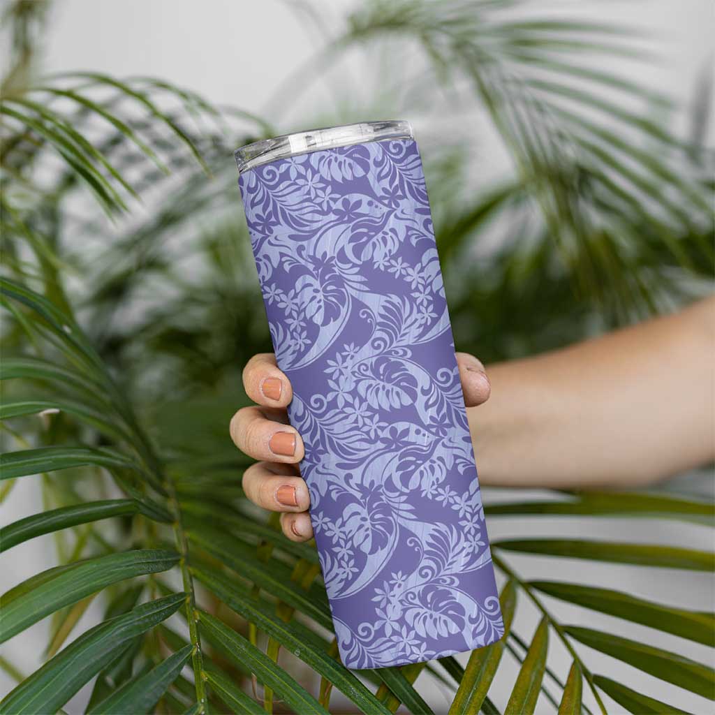 Tahiti Vareau Tiare Floral Skinny Tumbler Monstera Palm Tropical Leaves - Polynesian Pride