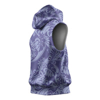 Tahiti Vareau Tiare Floral Sleeveless Hoodie Monstera Palm Tropical Leaves - Polynesian Pride