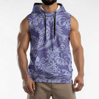 Tahiti Vareau Tiare Floral Sleeveless Hoodie Monstera Palm Tropical Leaves - Polynesian Pride