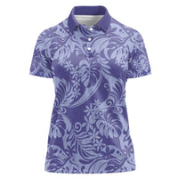 Tahiti Vareau Tiare Floral Women Polo Shirt Monstera Palm Tropical Leaves - Polynesian Pride