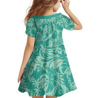 Tahiti Teal Tiare Floral Family Matching Puletasi and Hawaiian Shirt Monstera Palm Tropical Leaves - Polynesian Pride