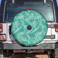Tahiti Teal Tiare Floral Spare Tire Cover Monstera Palm Tropical Leaves - Polynesian Pride