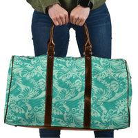 Tahiti Teal Tiare Floral Travel Bag Monstera Palm Tropical Leaves - Polynesian Pride