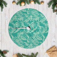 Tahiti Teal Tiare Floral Tree Skirt Monstera Palm Tropical Leaves - Polynesian Pride