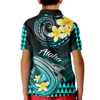Hawaii Kid Polo Shirt Polynesian Shark with Kakau Turquoise Version LT01 - Polynesian Pride