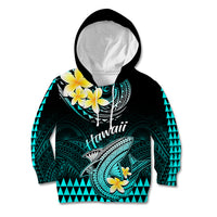 Personalised Hawaii Kid Hoodie Polynesian Shark with Kakau Turquoise Version LT01 Hoodie Turquoise - Polynesian Pride