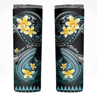 Personalised Hawaii Skinny Tumbler Polynesian Shark with Kakau Turquoise Version