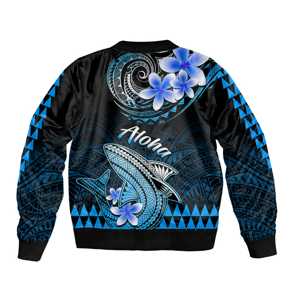 (Custom Personalised) Hawaii Hammerhead Shark Sleeve Zip Bomber Jacket Polynesian Kakau With Kanaka Purple LT14